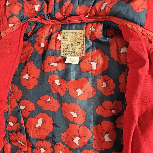 Vintage Y2K BILLABONG ♥️ Red Jacket Lined w/ Red Poppies and Removable Fur Hood - Picture 8 of 11